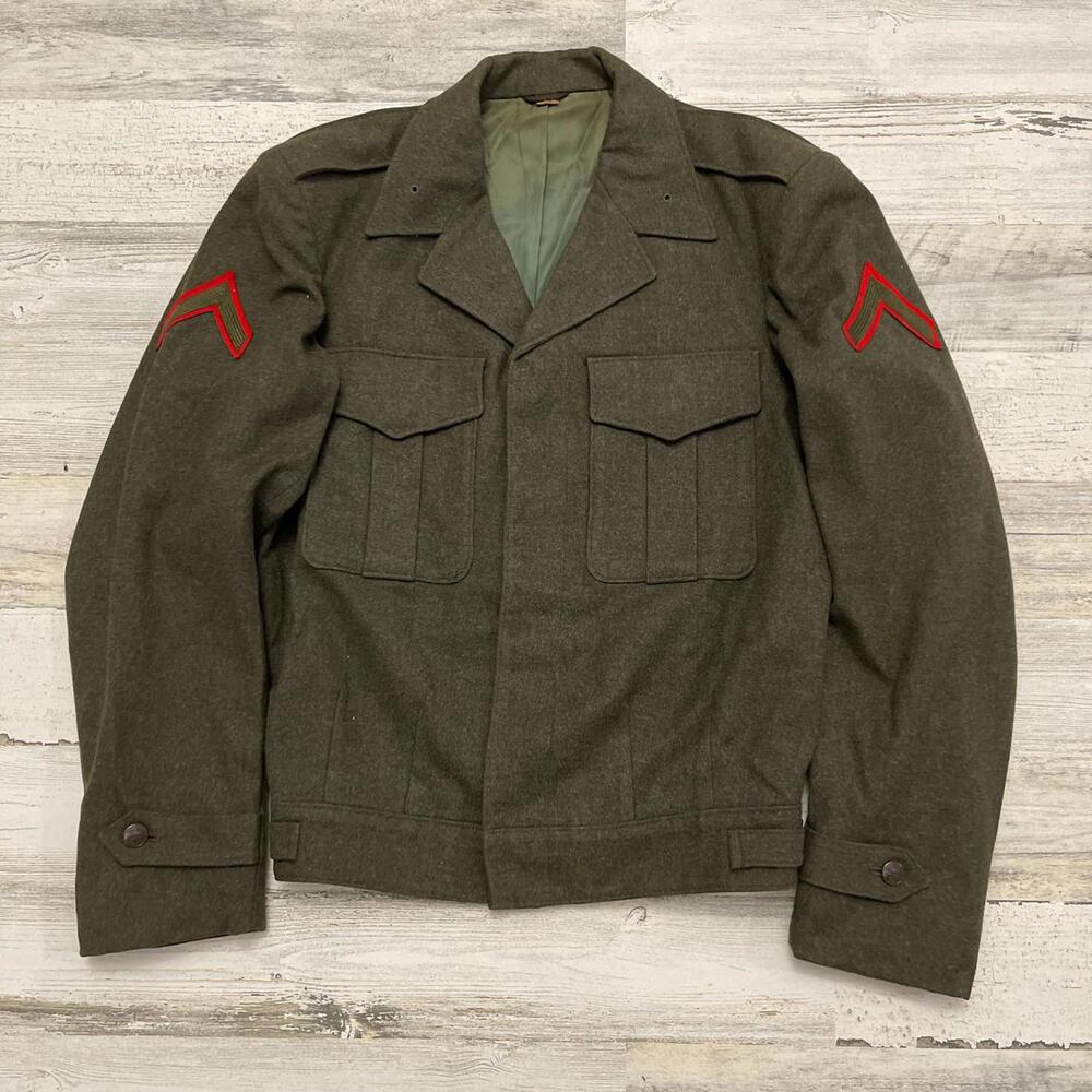Vintage Marine Corps Cropped Wool Military Blazer Jacket 36R